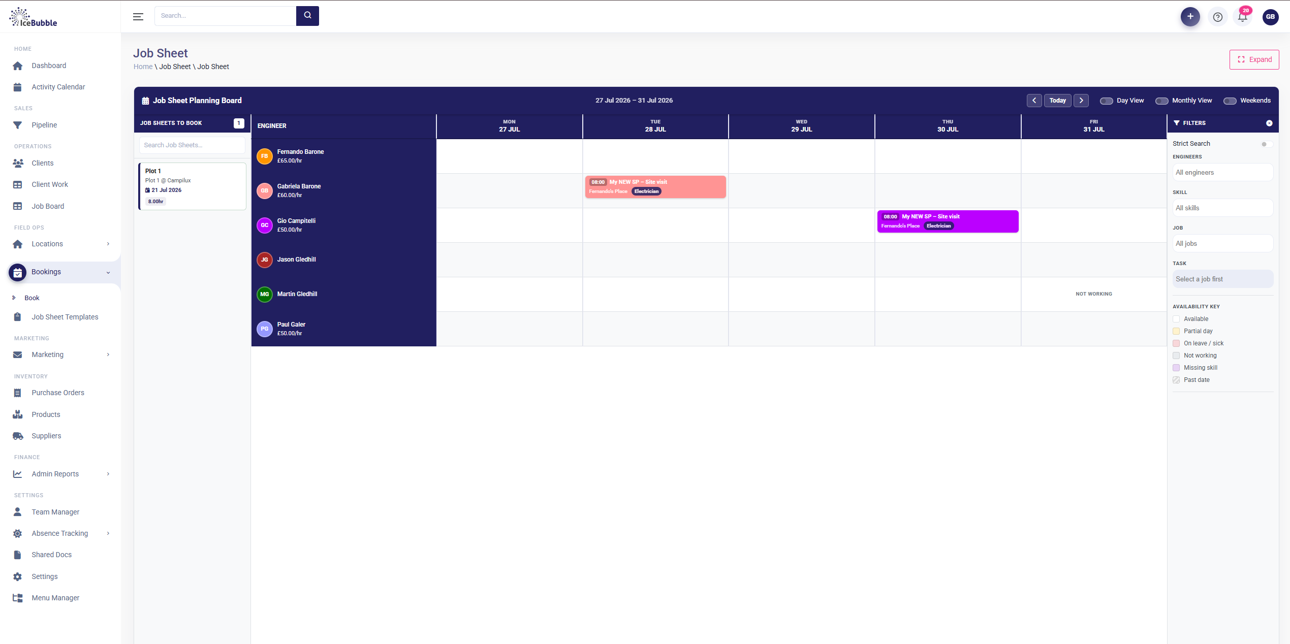 Job Sheet Planning Board