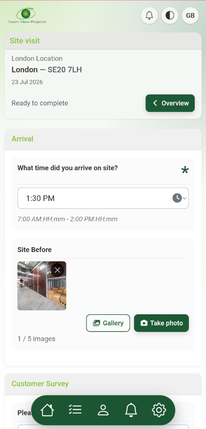 On-site survey on a phone